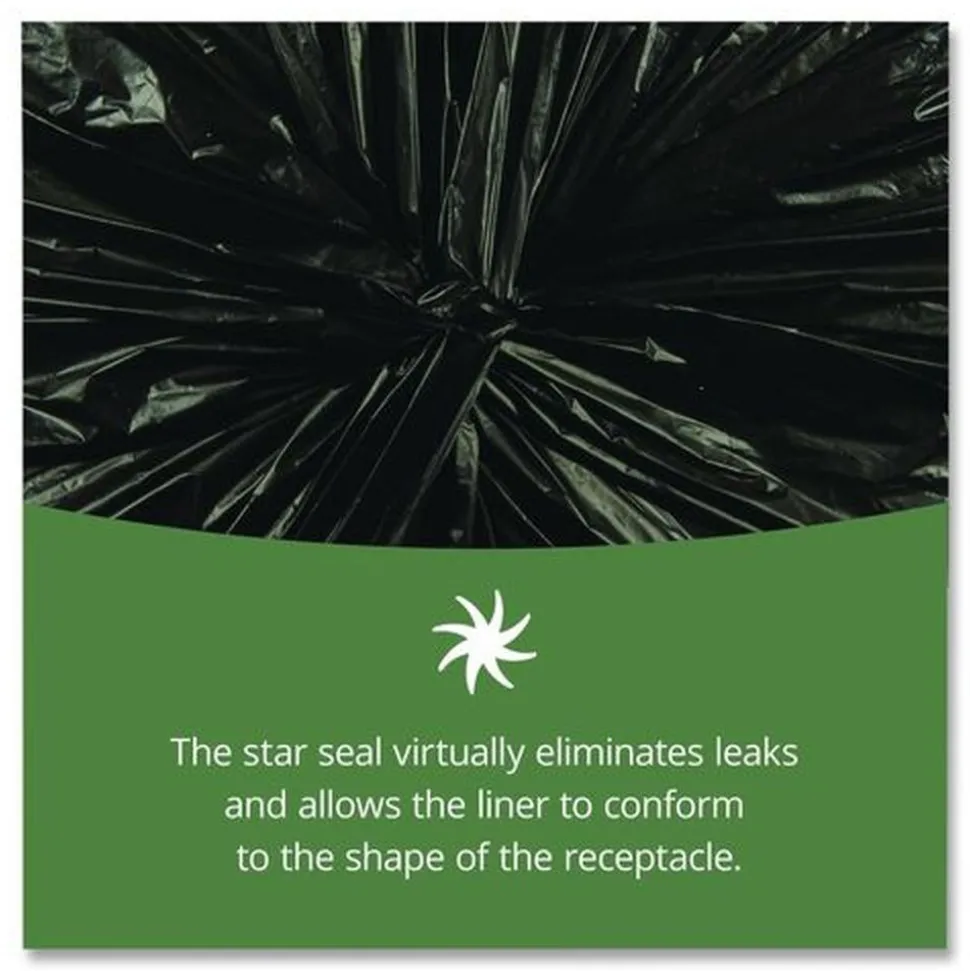 Stout by Envision 33 in. x 40 in. 1.3 mil. 33 Gallon Total Recycled Content Plastic Trash Bags - Brown/ Black (100/Carton)