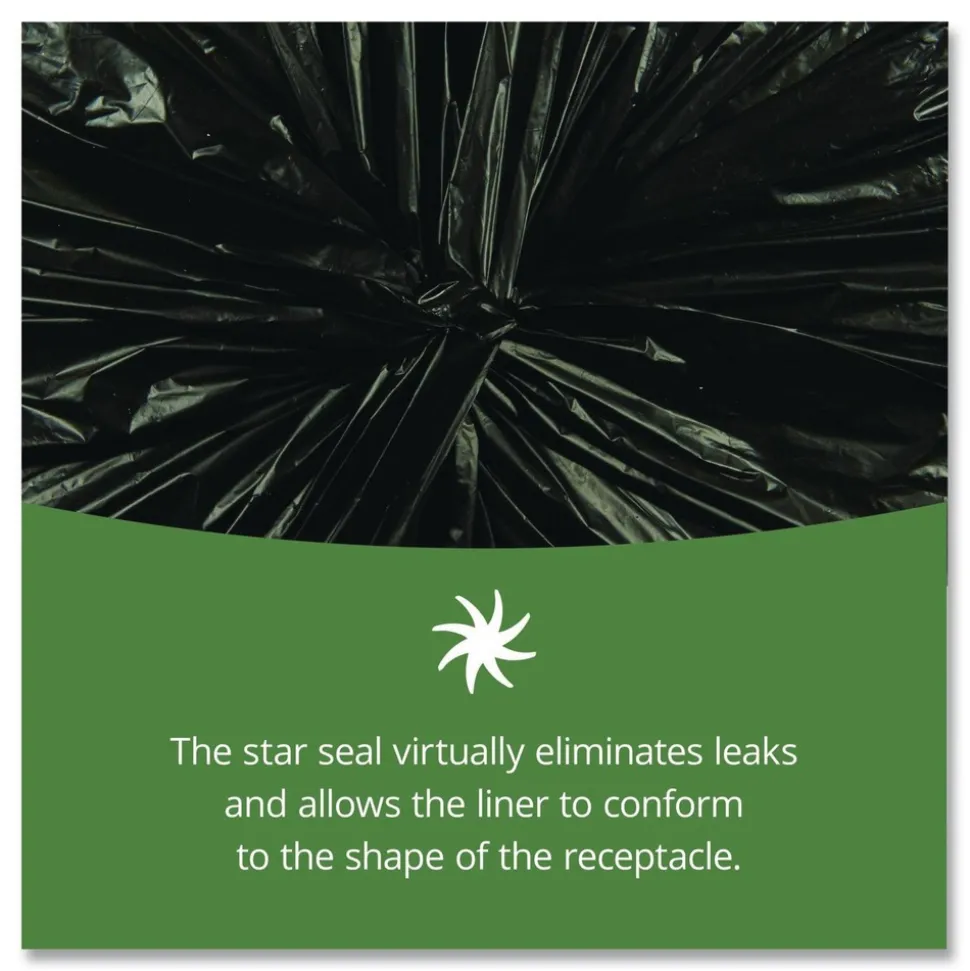 Stout by Envision 50 in. x 51 in. 65-Gallon 1.5 mil. Total Recycled Content Plastic Trash Bags - Black/Brown (100/Carton)