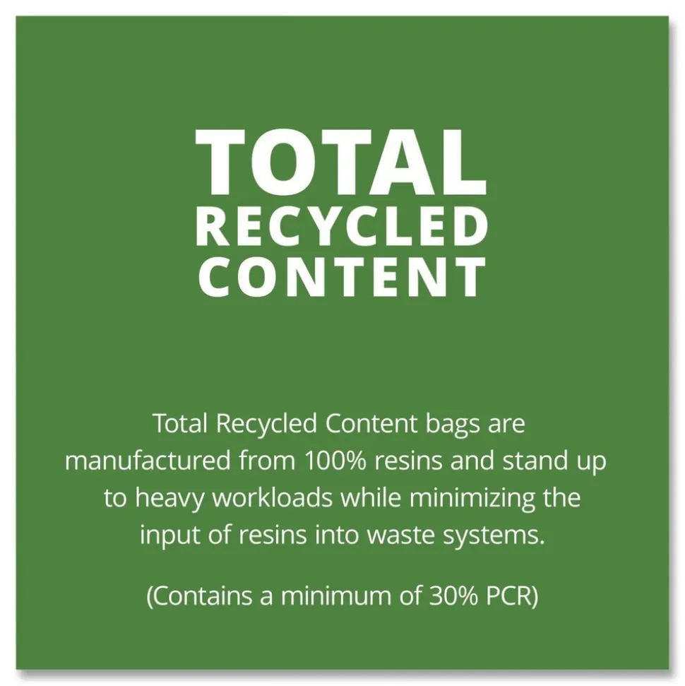 Stout by Envision 50 in. x 51 in. 65-Gallon 1.5 mil. Total Recycled Content Plastic Trash Bags - Black/Brown (100/Carton)