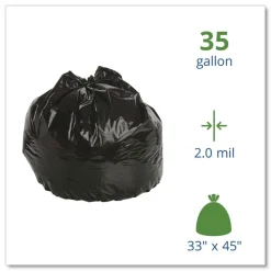 Stout by Envision 33 in. x 45 in. 2 mil. 35 Gallon Insect-Repellent Trash Bags - Black (80/Box)