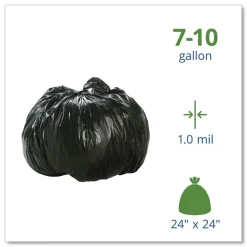 Stout by Envision 24 in. x 24 in. 1 mil. 10 Gallon Total Recycled Content Plastic Trash Bags - Brown/ Black (250/Carton)