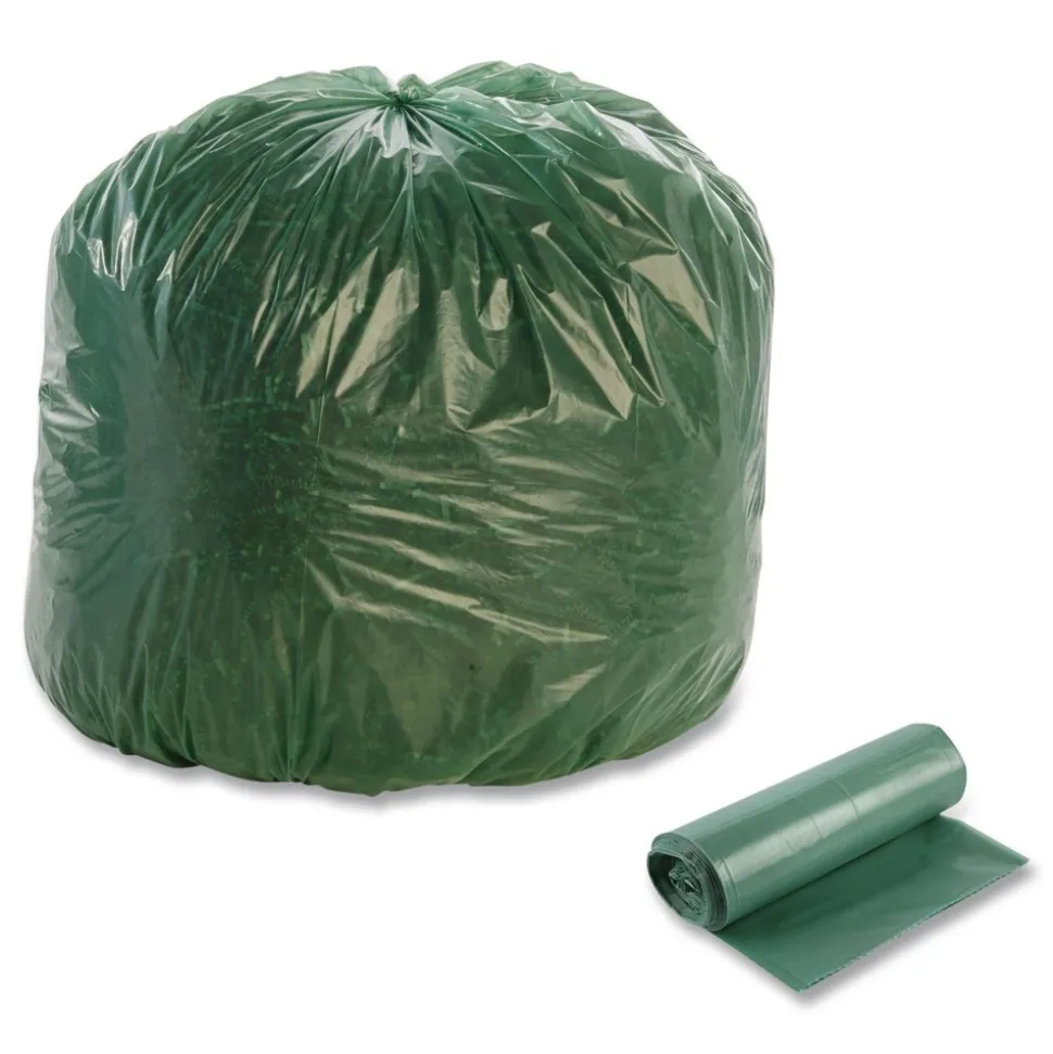 Stout by Envision Controlled Life-Cycle 33 in. x 40 in. 1.1 mil. 33 Gallon Plastic Trash Bags - Green (40/Box)