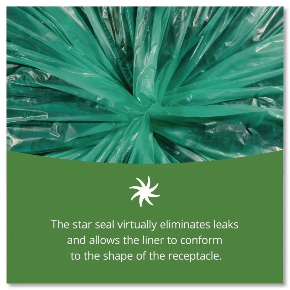 Stout by Envision Controlled Life-Cycle 33 in. x 40 in. 1.1 mil. 33 Gallon Plastic Trash Bags - Green (40/Box)