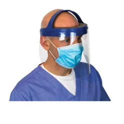Suncast 16.5 in. x 10.25 in. x 11 in. Fully Assembled Full Length Face Shield with Head Gear - Clear/Blue (16/Carton)