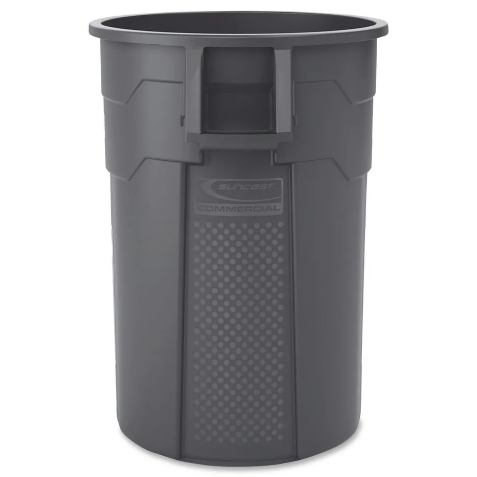 Suncast Commercial Injection Molded Utility Trash Can, 44 gal, Plastic/Resin, Gray