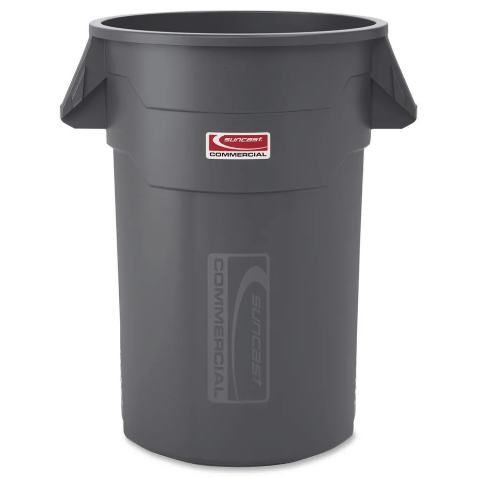 Suncast Commercial Injection Molded Utility Trash Can, 44 gal, Plastic/Resin, Gray