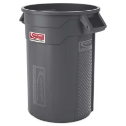 Suncast Commercial Injection Molded Utility Trash Can, 32 gal, Plastic/Resin, Gray