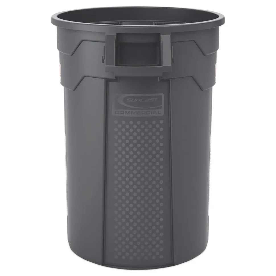 Suncast Commercial Injection Molded Utility Trash Can, 32 gal, Plastic/Resin, Gray