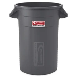Suncast Commercial Injection Molded Utility Trash Can, 32 gal, Plastic/Resin, Gray
