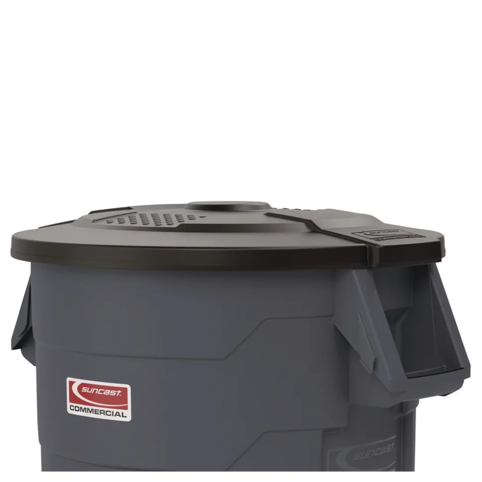 Suncast Commercial Utility Trash Can Lid for 44 gal Trash Can, 24.88-in Diameter x 3-in, Black