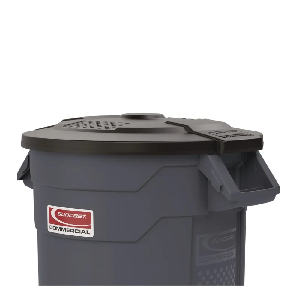 Suncast Commercial Utility Trash Can Lid for 32 gal Trash Can, 22.22-in Diameter x 3-in, Black