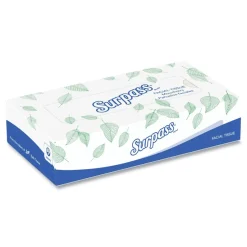 Surpass 21340 2-Ply Flat Box Facial Tissue for Business - White (100 Sheets/Box, 30 Boxes/Carton)