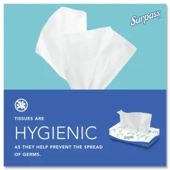 Surpass 21340 2-Ply Flat Box Facial Tissue for Business - White (100 Sheets/Box, 30 Boxes/Carton)