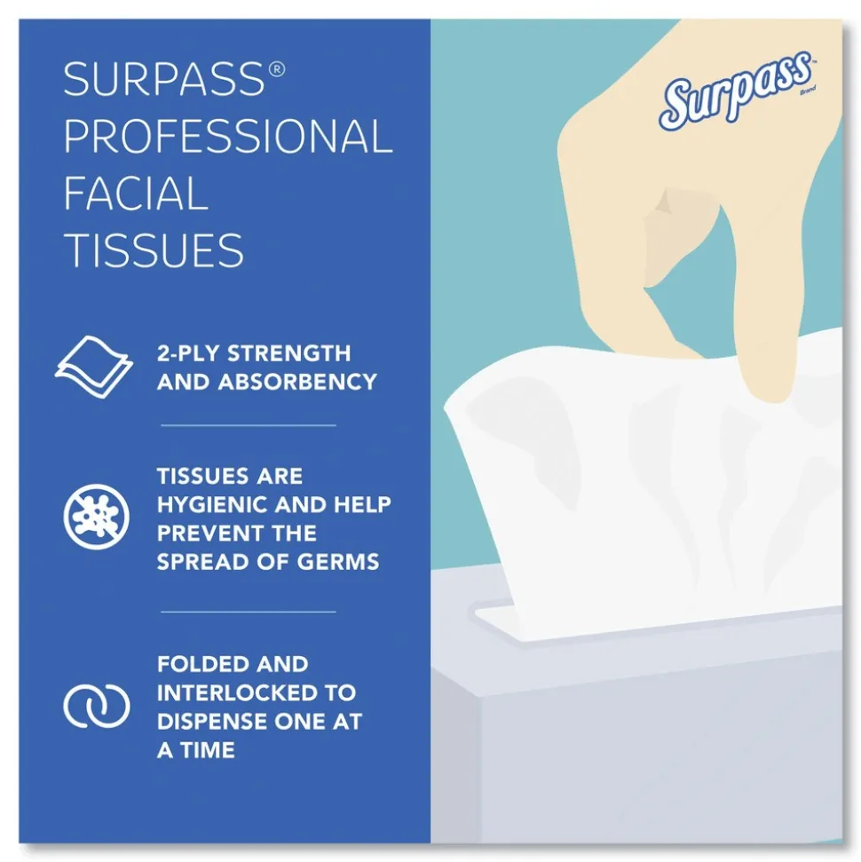 Surpass 2-Ply Facial Tissue for Business - White (125 Sheets/Box, 60 Boxes/Carton)