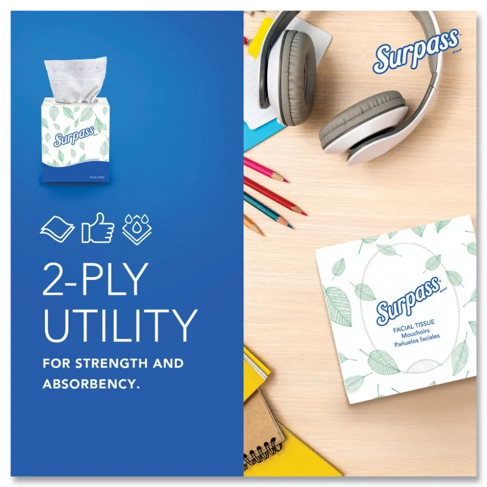 Surpass 2-Ply Pop-Up Box Facial Tissue for Business - White (110/Box, 36 Boxes/Carton)