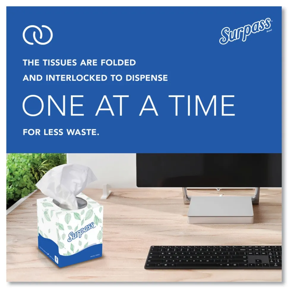 Surpass 2-Ply Pop-Up Box Facial Tissue for Business - White (110/Box, 36 Boxes/Carton)