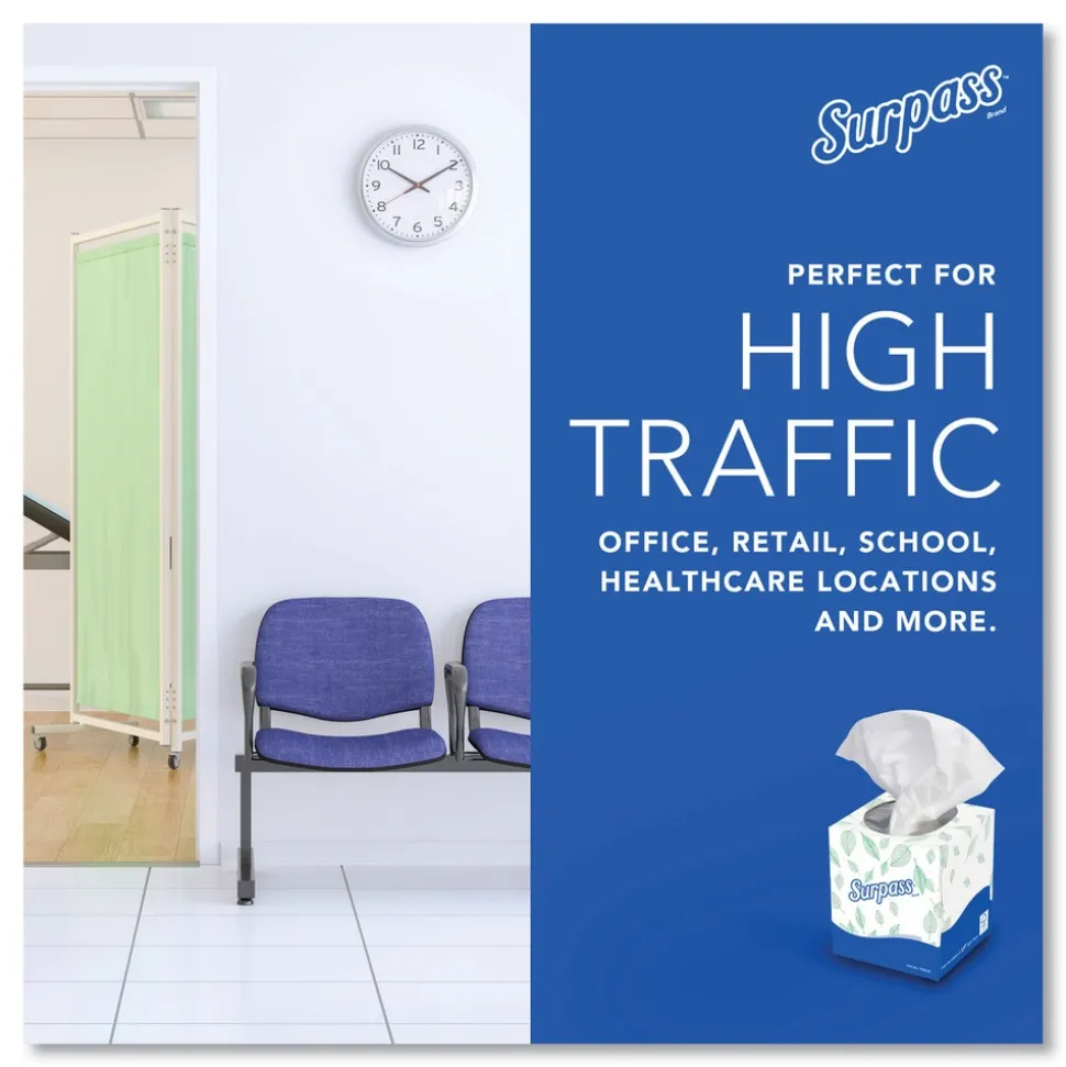 Surpass 2-Ply Pop-Up Box Facial Tissue for Business - White (110/Box, 36 Boxes/Carton)