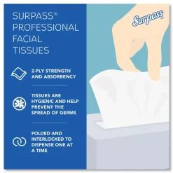 Surpass 2-Ply Pop-Up Box Facial Tissue for Business - White (110/Box, 36 Boxes/Carton)