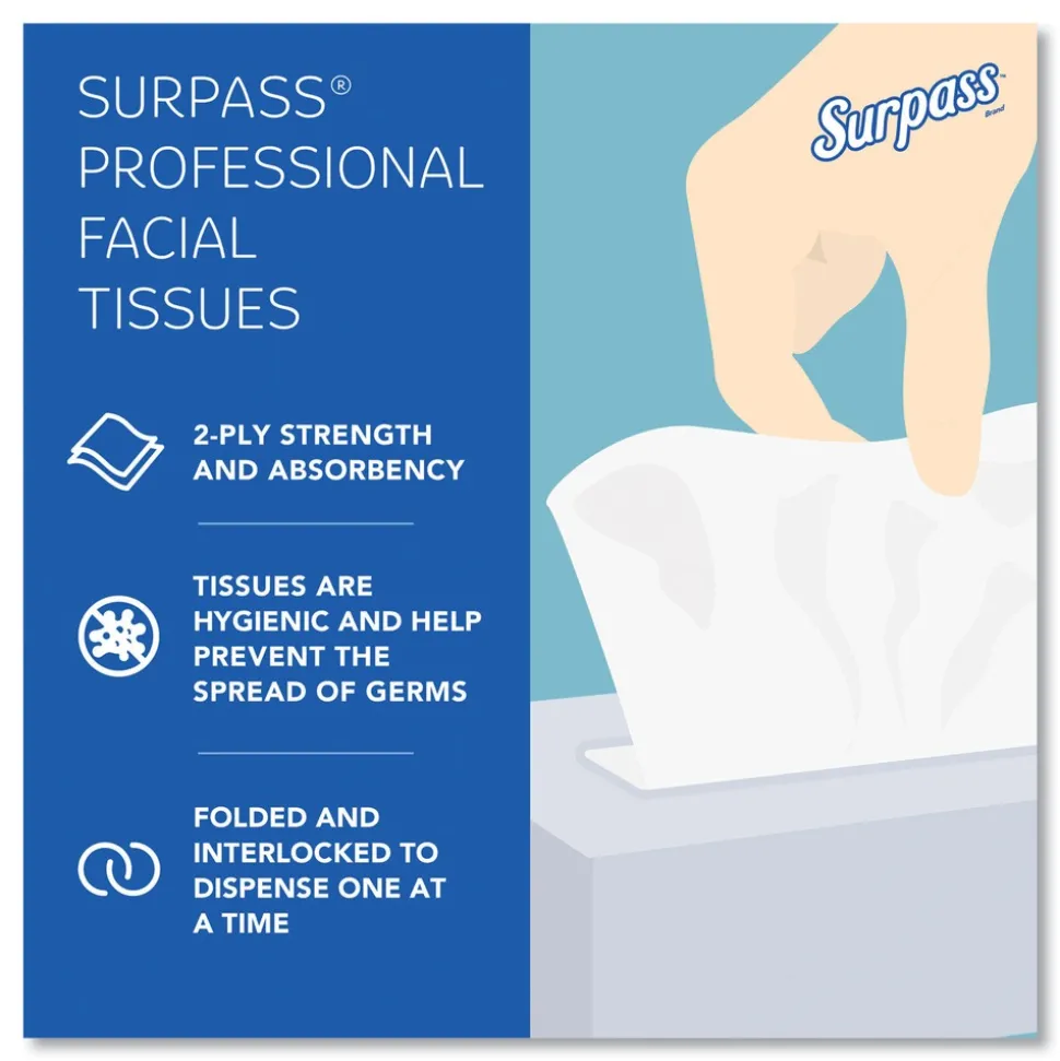 Surpass 2-Ply Pop-Up Box Facial Tissue for Business - White (110/Box, 36 Boxes/Carton)