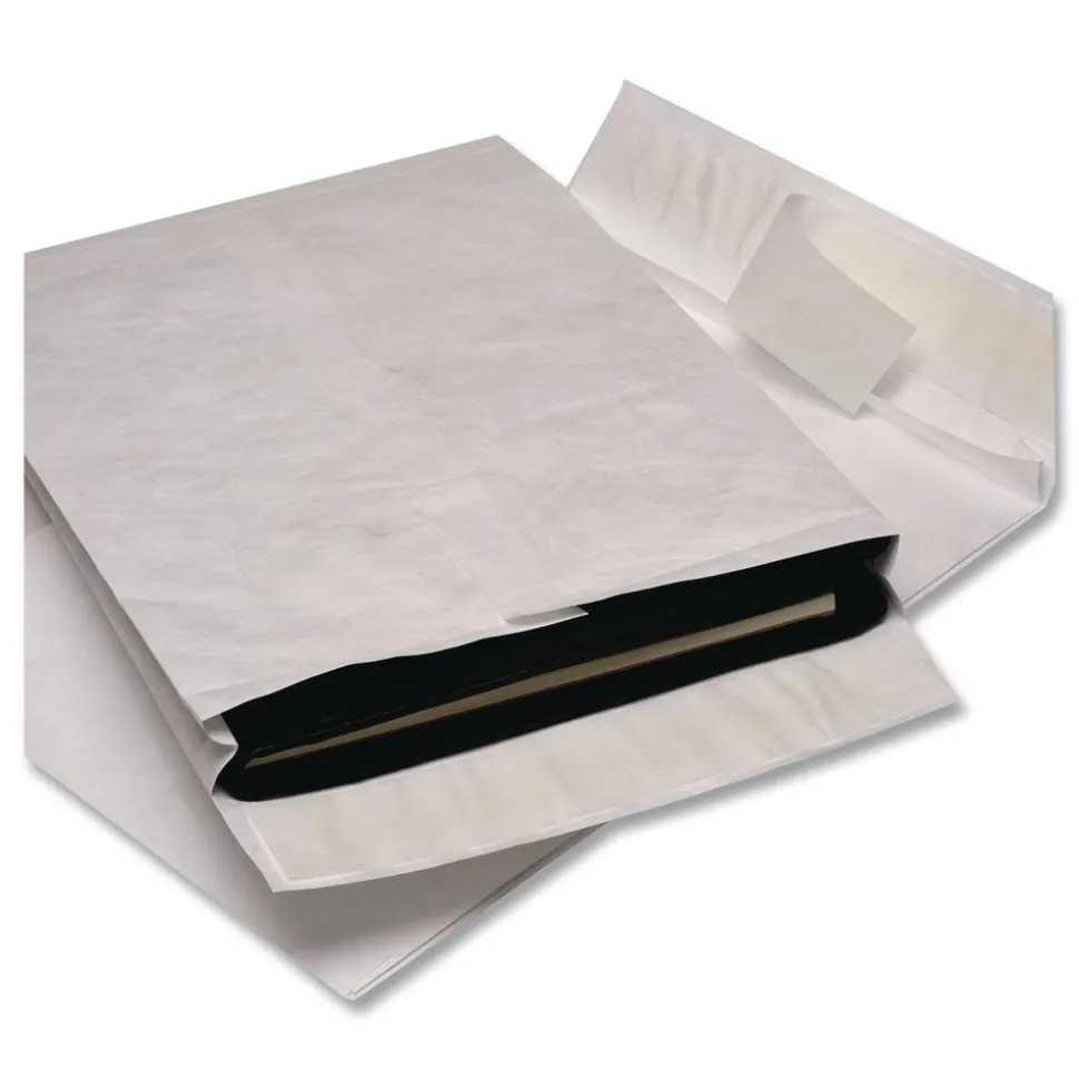 Survivor Tyvek 10 x 13 18 lb. Heavyweight Square Flap Open End Expansion Mailers - White (100/Carton)
