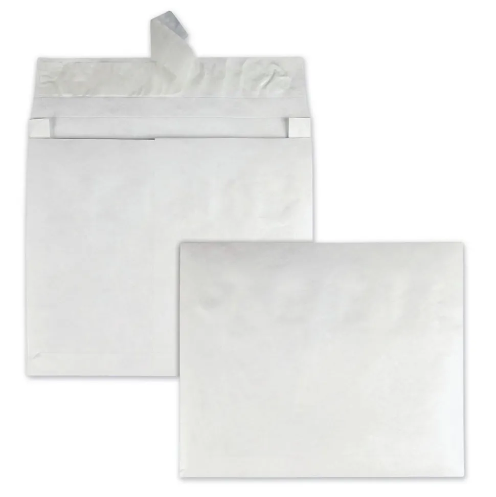 Survivor Tyvek 10 x 13 18 lb. Heavyweight Square Flap Open End Expansion Mailers - White (100/Carton)