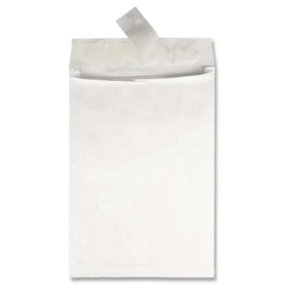Survivor Tyvek 10 x 13 18 lb. Heavyweight Square Flap Open End Expansion Mailers - White (100/Carton)