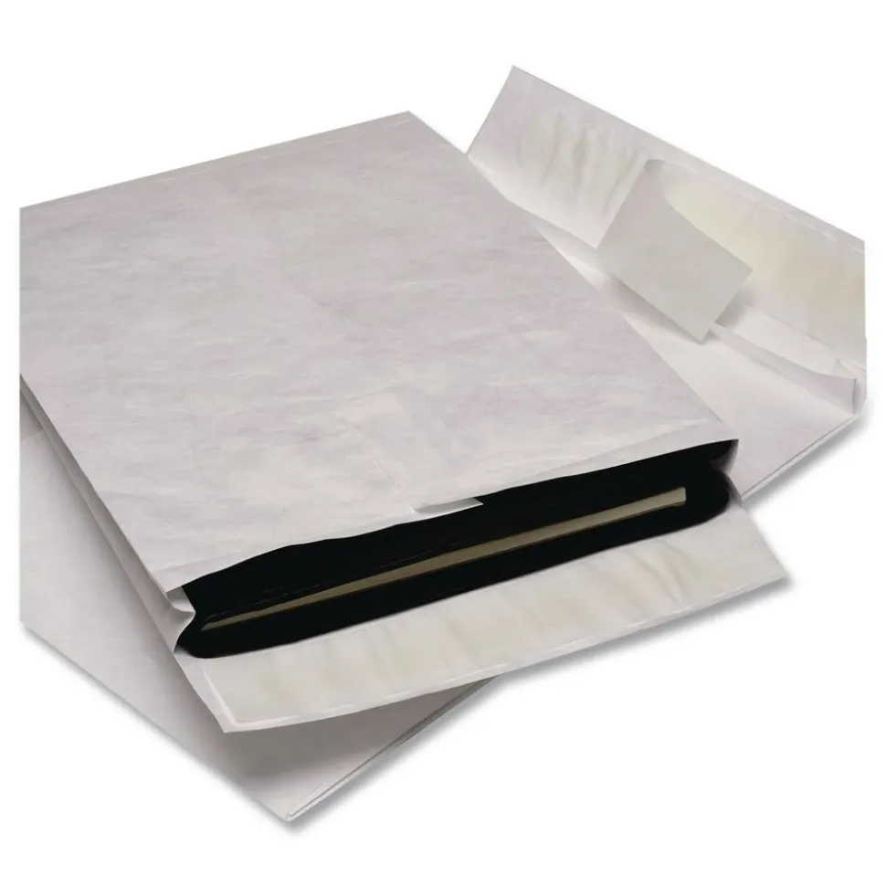 Survivor Tyvek 10 x 13 18 lb. Heavyweight Square Flap Open End Expansion Mailers - White (100/Carton)