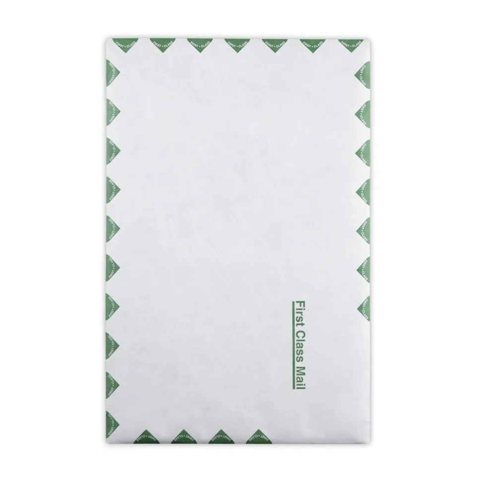 Survivor Tyvek First Class 10 x 15 14 lb. Lightweight Square Flap Catalog Mailers - White (100/Box)