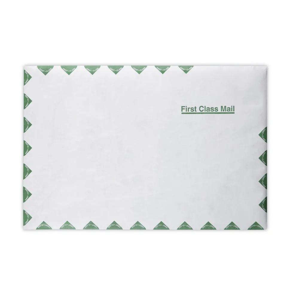 Survivor Tyvek First Class 10 x 15 14 lb. Lightweight Square Flap Catalog Mailers - White (100/Box)