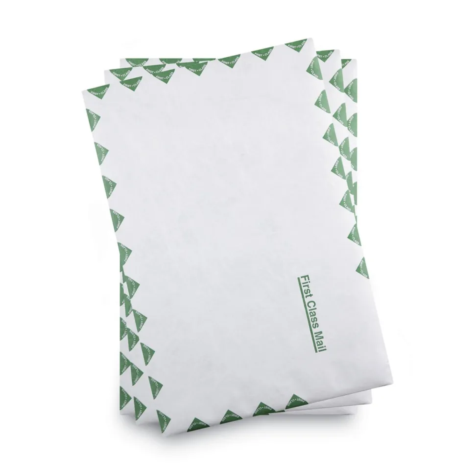 Survivor Tyvek First Class 10 x 15 14 lb. Lightweight Square Flap Catalog Mailers - White (100/Box)