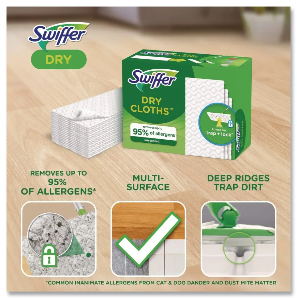 Swiffer 10.4 in. x 8 in. Dry Refill Cloths - White (156/Carton)