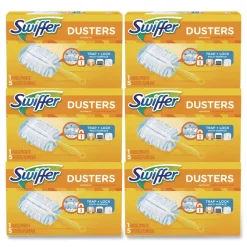 Swiffer Dusters Starter Kit with Dust Lock Fiber and 6 in. Handle - Blue/Yellow (6/Carton)