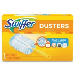 Swiffer Dusters Starter Kit with Dust Lock Fiber and 6 in. Handle - Blue/Yellow (6/Carton)