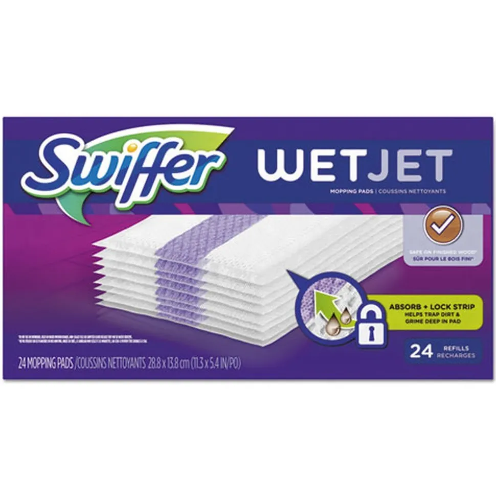 Swiffer WetJet 11.3 in. x 5.4 in. System Refill Cloths - White (24/Box)