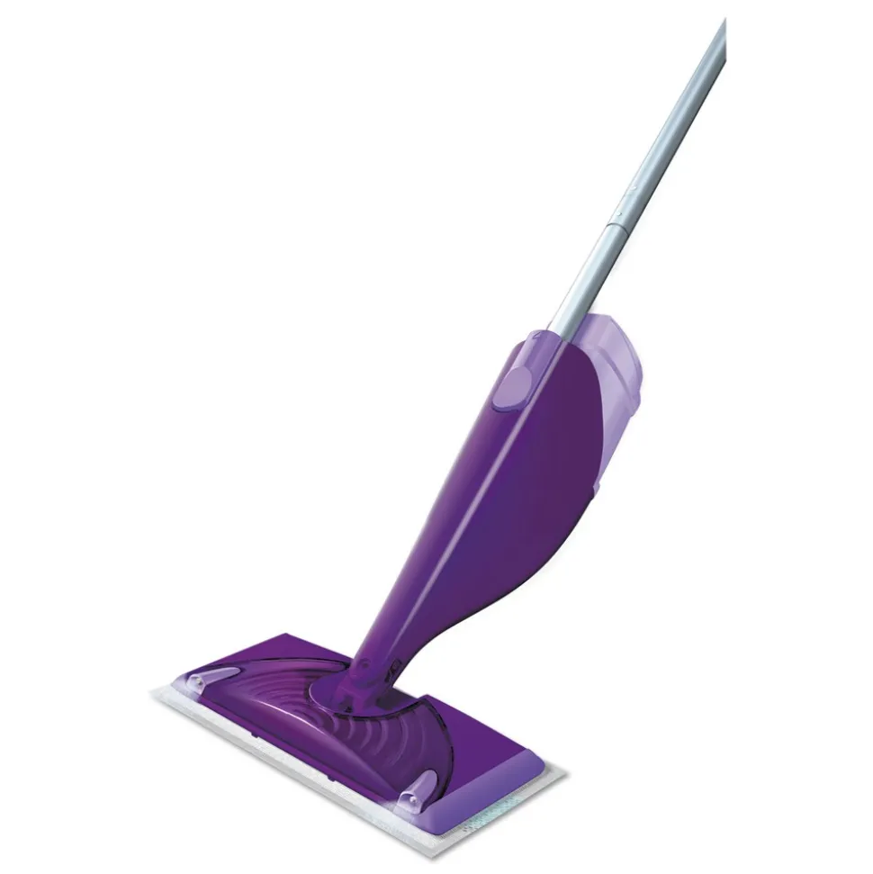 Swiffer WetJet 11 in. x 5 in. Cloth Head 46 in. Aluminum Plastic Handle Mop - White/Purple/Silver (2/Carton)