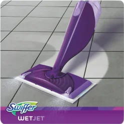 Swiffer WetJet 11 in. x 5 in. Cloth Head 46 in. Aluminum Plastic Handle Mop - White/Purple/Silver (2/Carton)