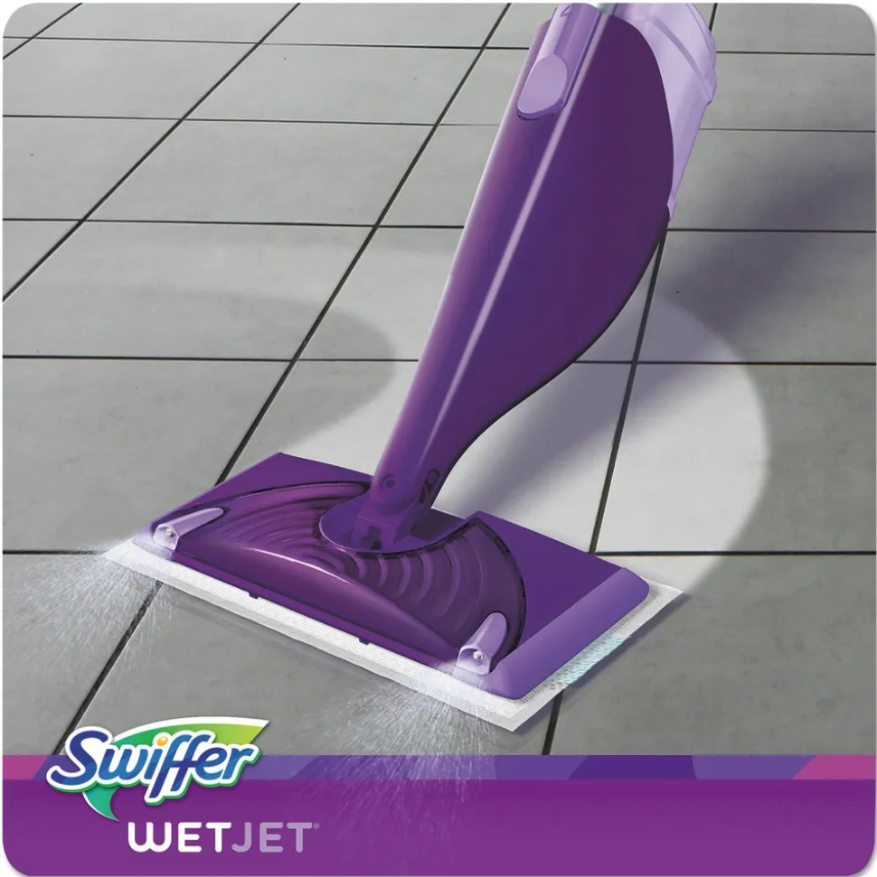 Swiffer WetJet 11 in. x 5 in. Cloth Head 46 in. Aluminum Plastic Handle Mop - White/Purple/Silver (2/Carton)