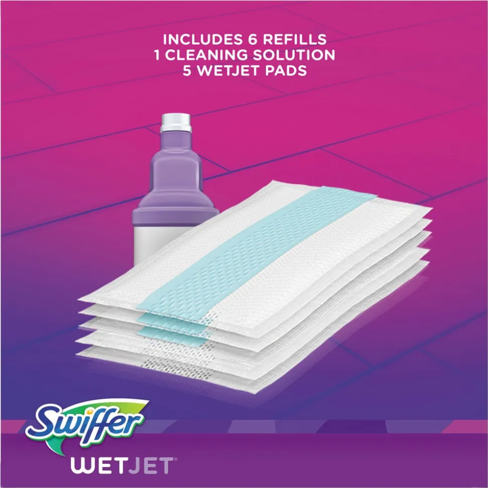 Swiffer WetJet 11 in. x 5 in. Cloth Head 46 in. Aluminum Plastic Handle Mop - White/Purple/Silver (2/Carton)