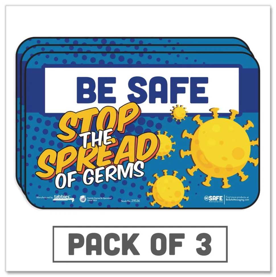Tabbies 9 in. x 6 in. "Be Safe, Stop The Spread Of Germs" Wall Signs (3/Pack)