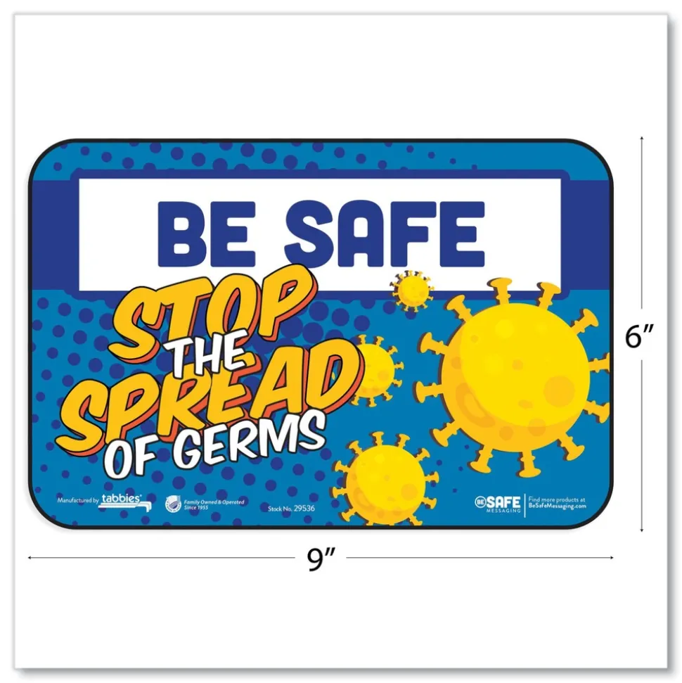 Tabbies 9 in. x 6 in. "Be Safe, Stop The Spread Of Germs" Wall Signs (3/Pack)