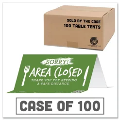 Tabbies BeSafe 8 in. x 3.87 in. Messaging Table Top Tent Card - Green (100/Carton)