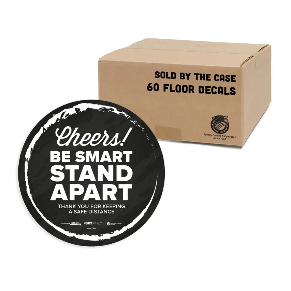 Tabbies BeSafe Messaging 12 in. Floor Decals - Black/White (60/Carton)