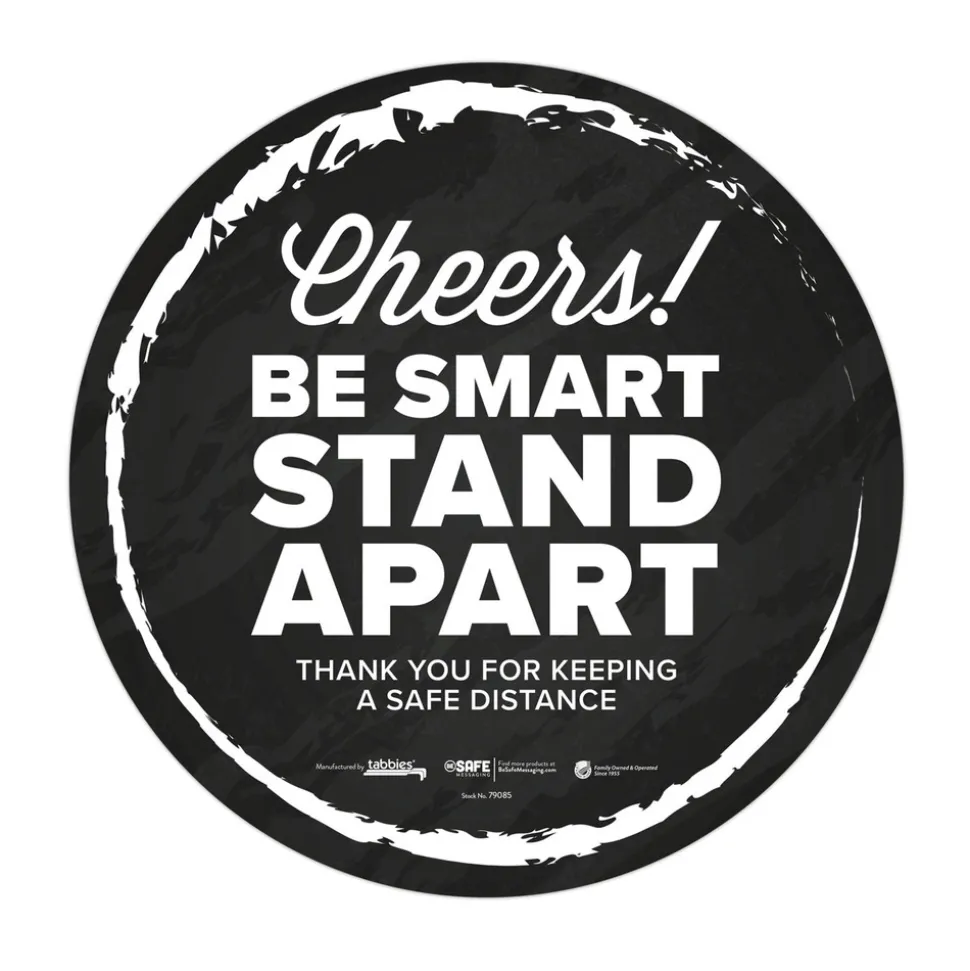 Tabbies BeSafe Messaging 12 in. Floor Decals - Black/White (60/Carton)