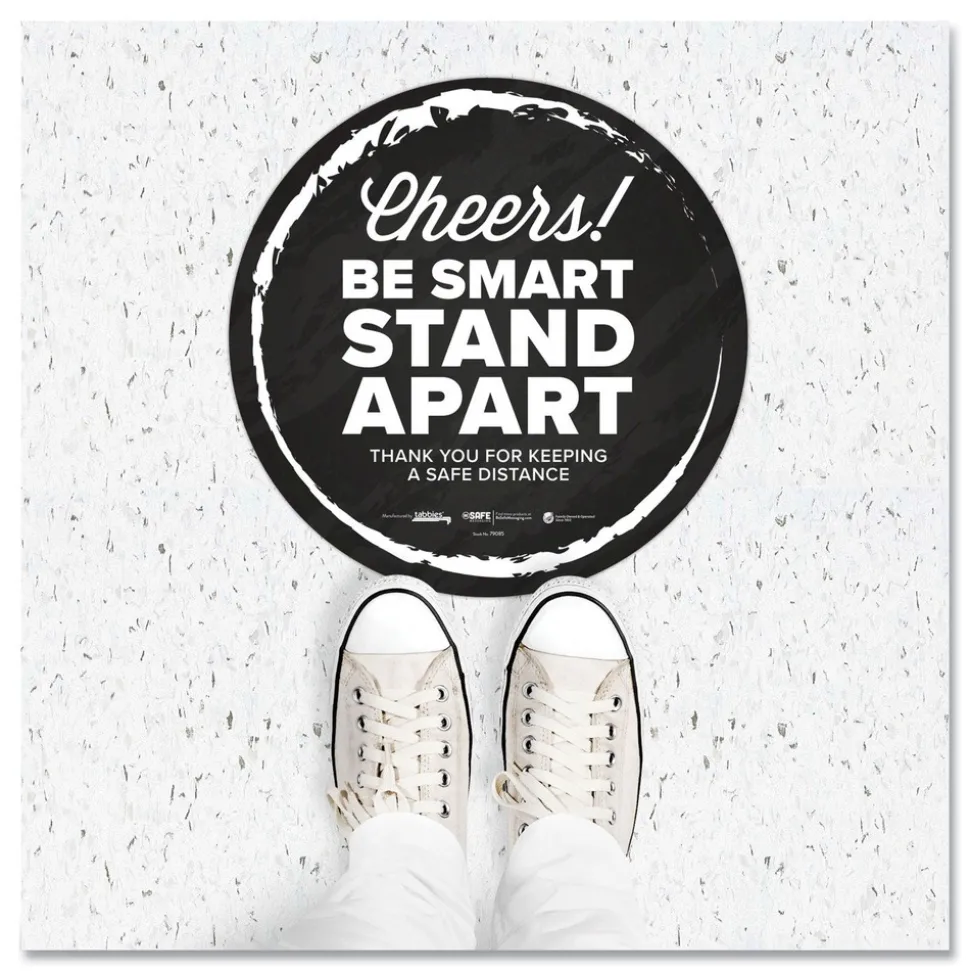 Tabbies BeSafe Messaging 12 in. Floor Decals - Black/White (60/Carton)