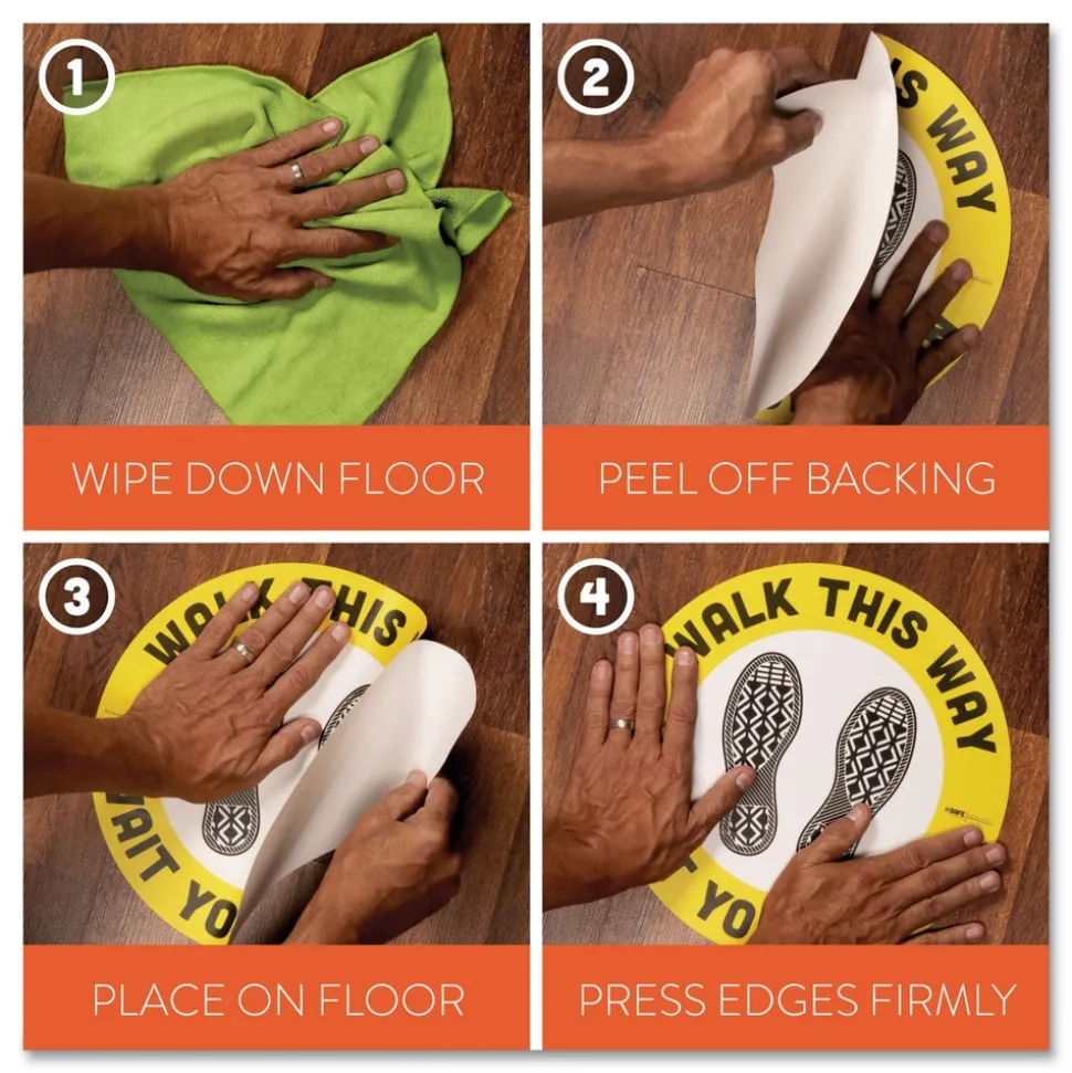 Tabbies BeSafe Messaging 12 in. Floor Decals - Black/White (60/Carton)