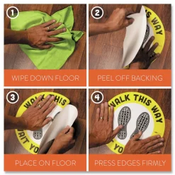 Tabbies BeSafe Messaging 12 in. Floor Decals - Green/White (60/Carton)