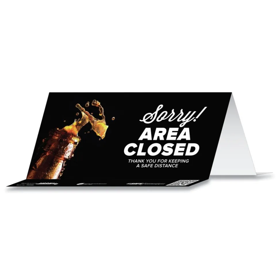 Tabbies BeSafe Messaging 8 in. x 3.87 in. Table Top Tent Card - Black (10/Pack)