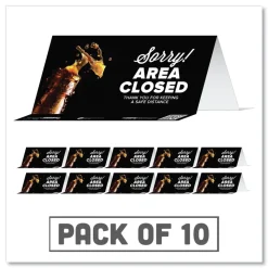 Tabbies BeSafe Messaging 8 in. x 3.87 in. Table Top Tent Card - Black (10/Pack)