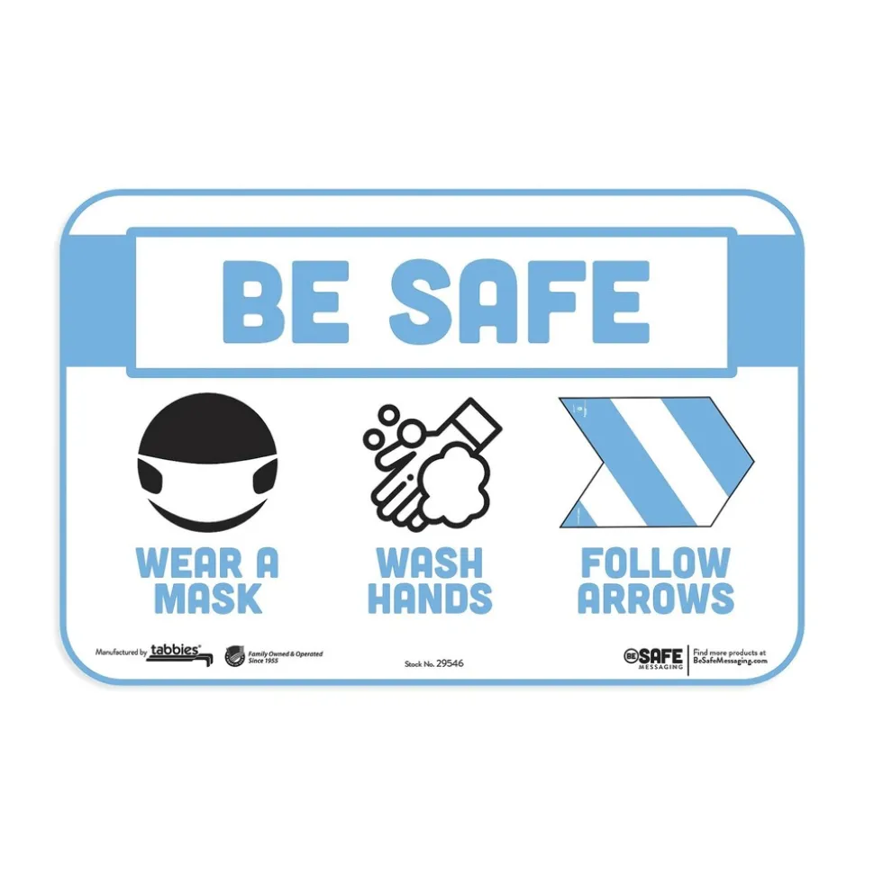 Tabbies BeSafe Messaging 9 in. x 6 in. Education Wall Signs - Blue/White (3/Pack)