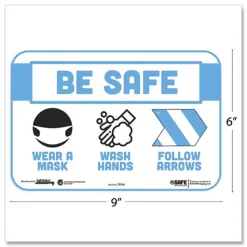 Tabbies BeSafe Messaging 9 in. x 6 in. Education Wall Signs - Blue/White (3/Pack)